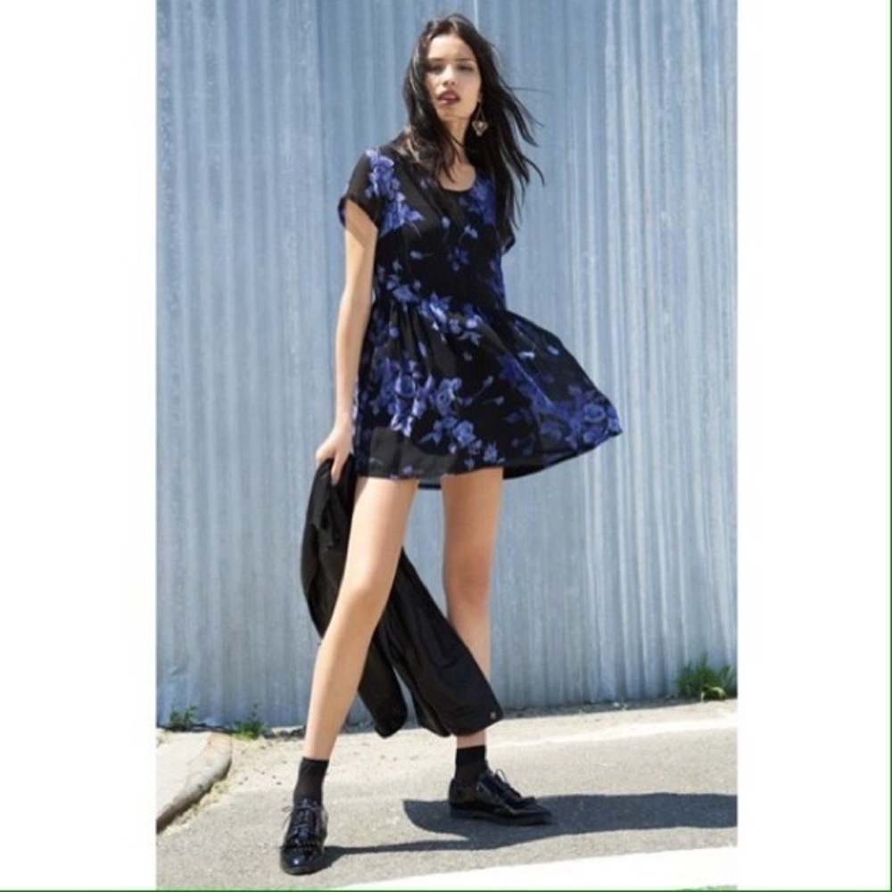 Floral Short Sleeve Babydoll Dress